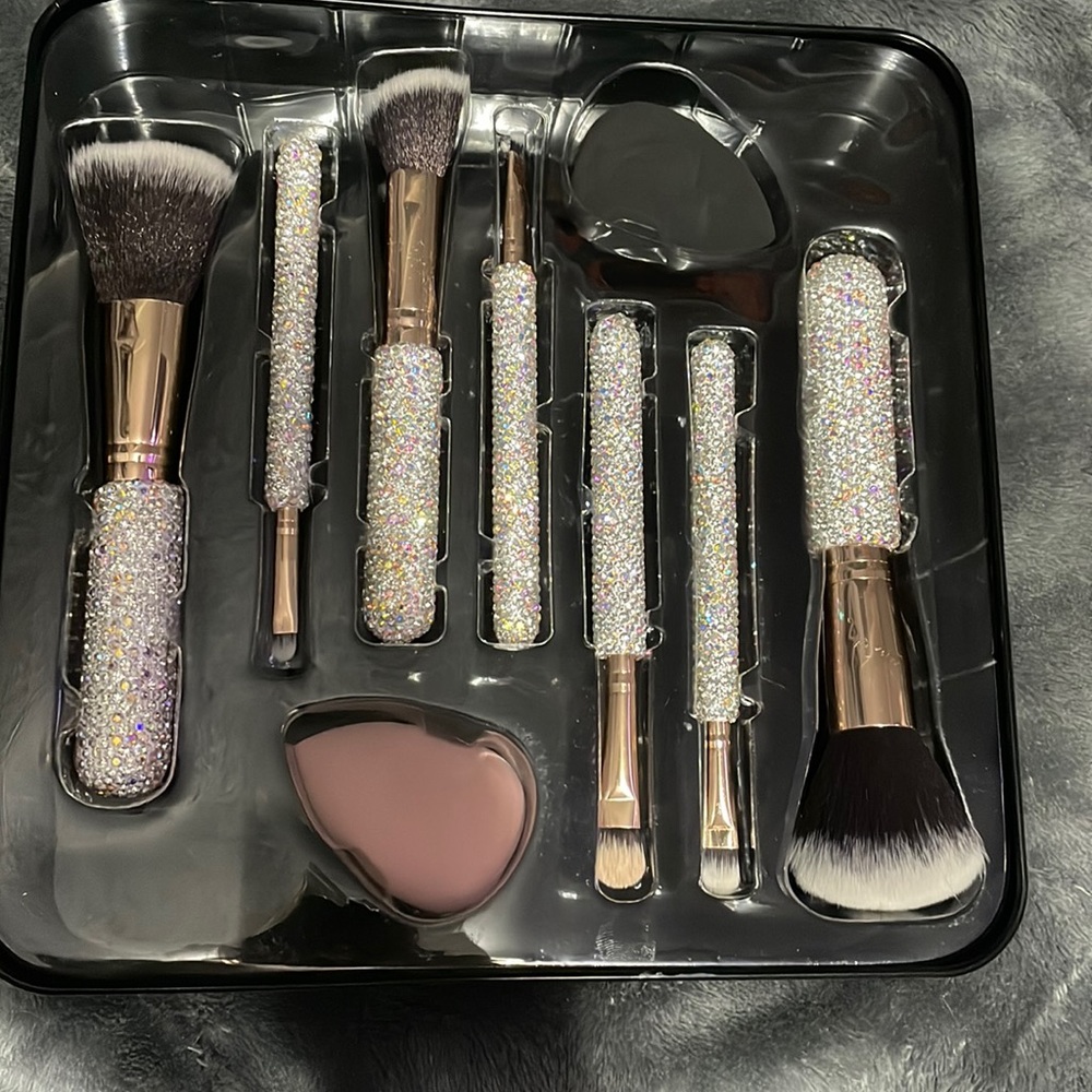 Makeup brush set and 2 beauty blenders